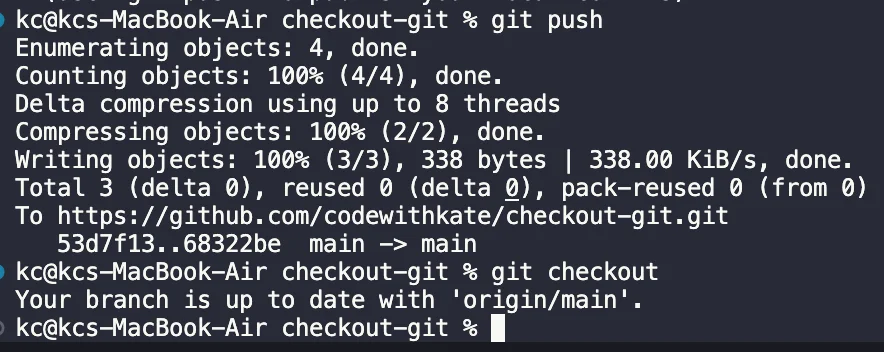 git push and git checkout